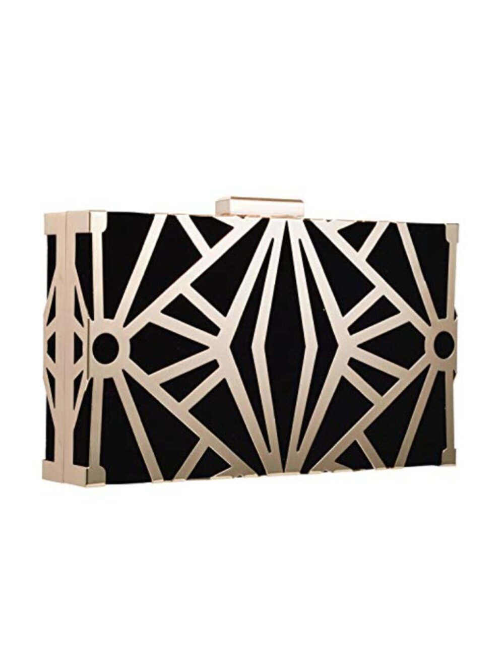 Velvet Evening Bag Clutch Purse with Hollow Metal and Removable Chain Strap